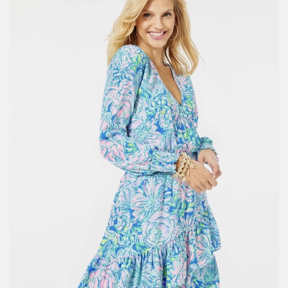 New Lilly Pulitzer Stretch Dress Cristiana Dress In Full Bloom NWOT Size 14